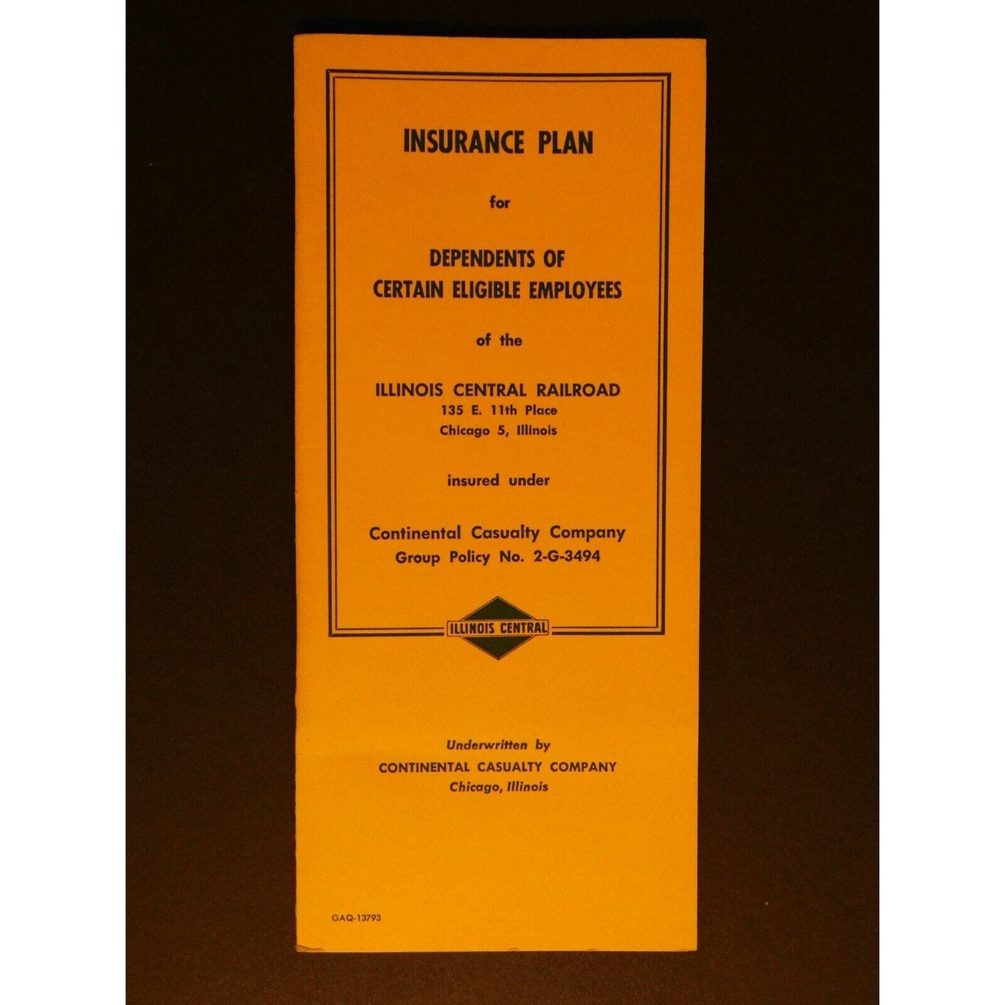 c1940's Illinois Central Railroad Insurance Plan 22 pgs. Booklet - VGC