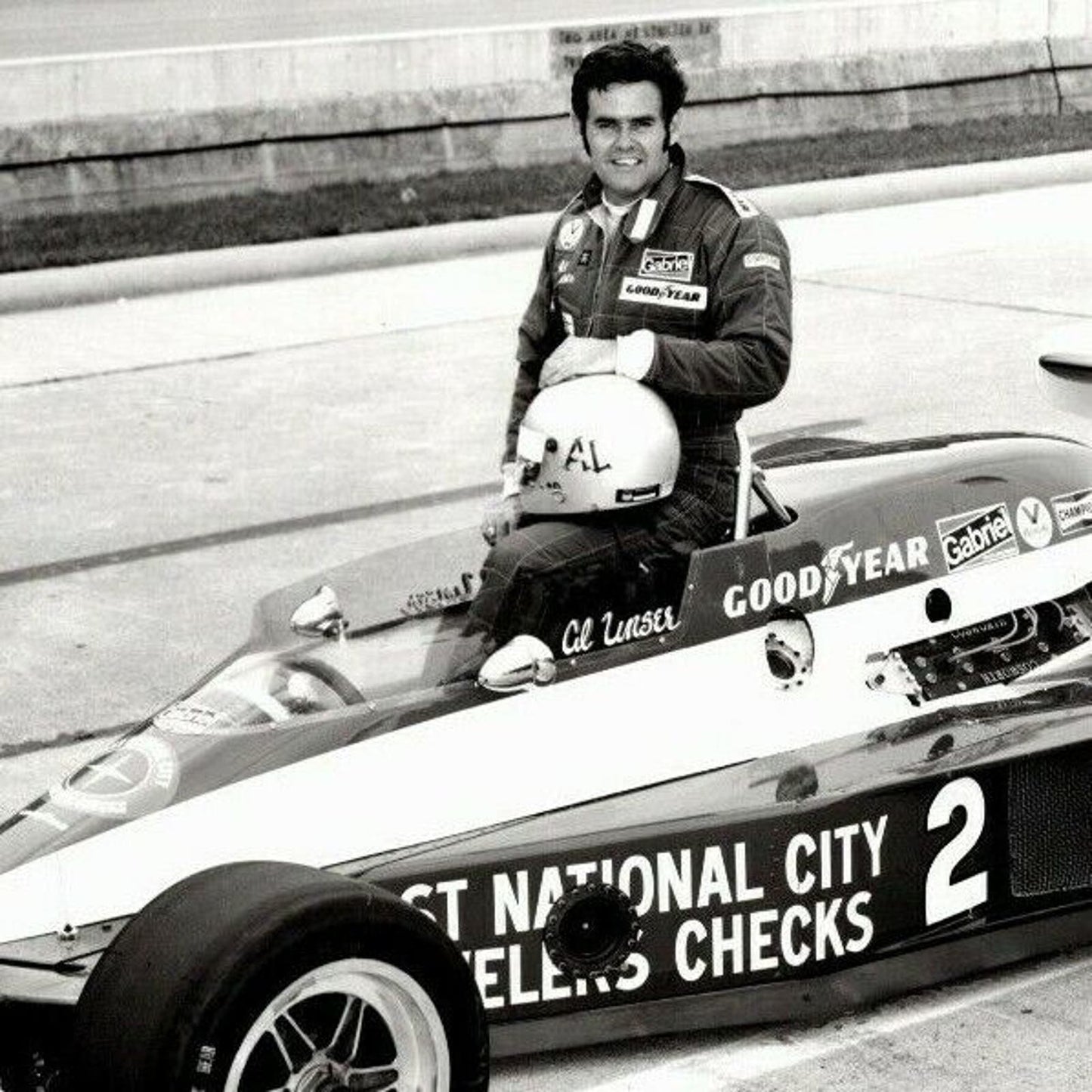 Al Unser Indy 500 Winner 1978 8 x 10 Glossy B&W Photograph VGC