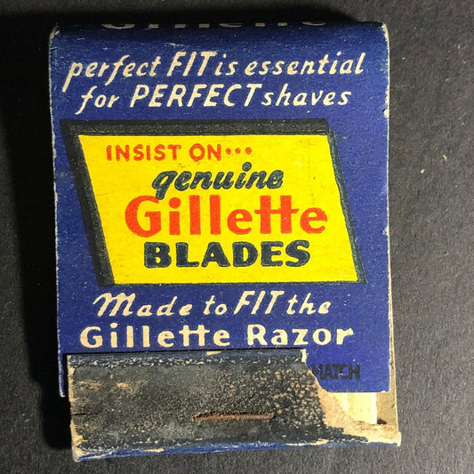 Gillette Razors and Blades Matchbook c1930's-40's Full 20-Strike - Damage