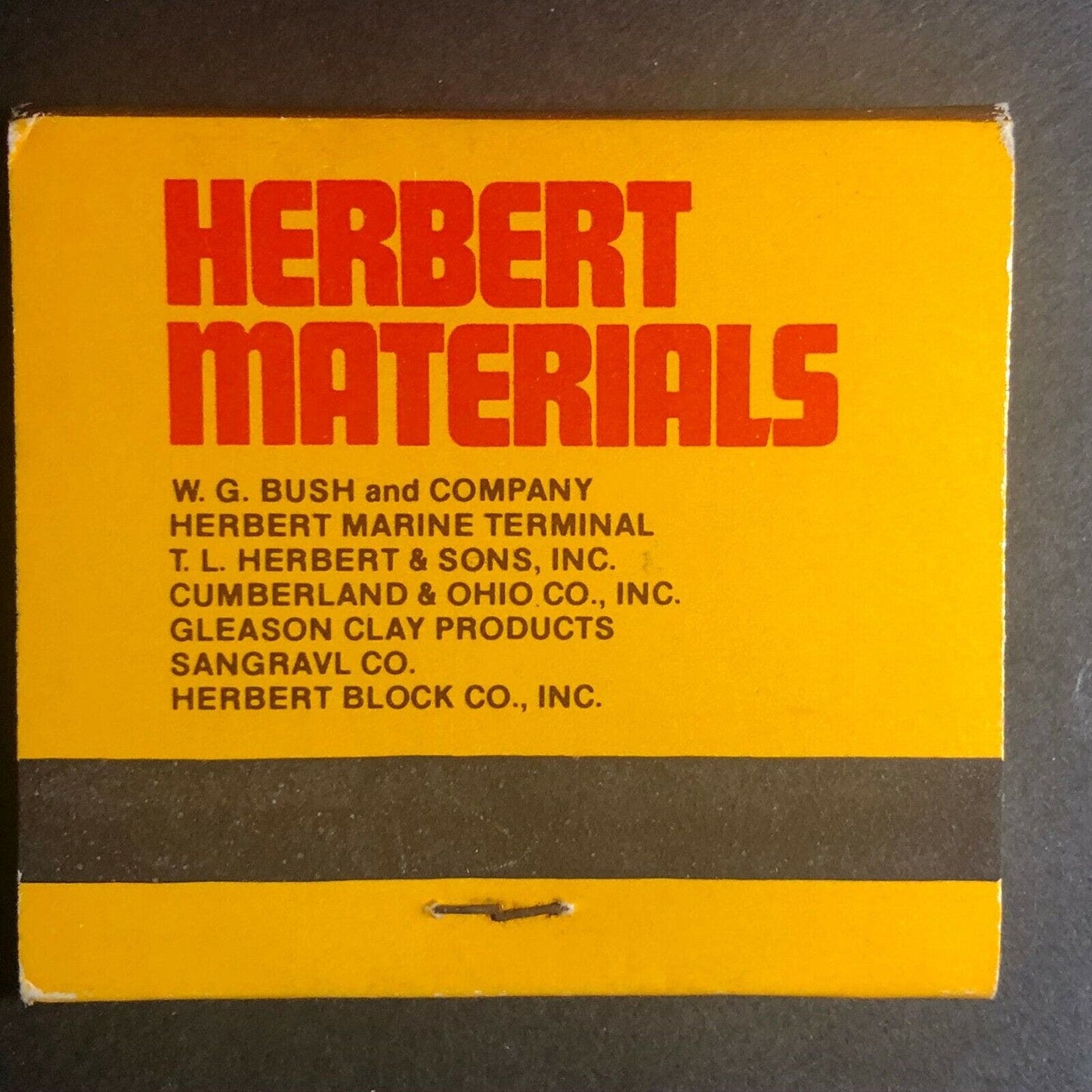 Scarce 70's-80's Full Matchbook "Herbert Materials" Nashville, TN