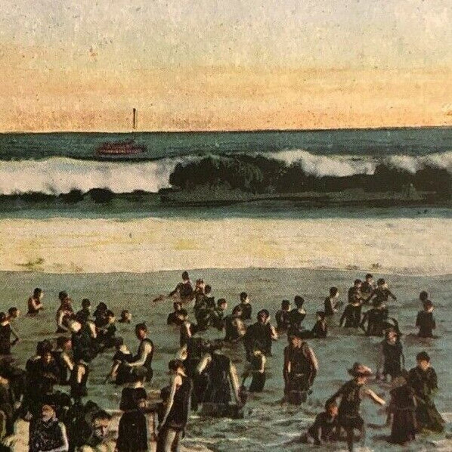 Vintage Postcard - Bathing Scene at Long Beach, California