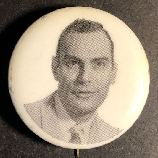 Mystery Man (Political / Celebrity ?) Vintage Steel Pinback Button c1950's-60s