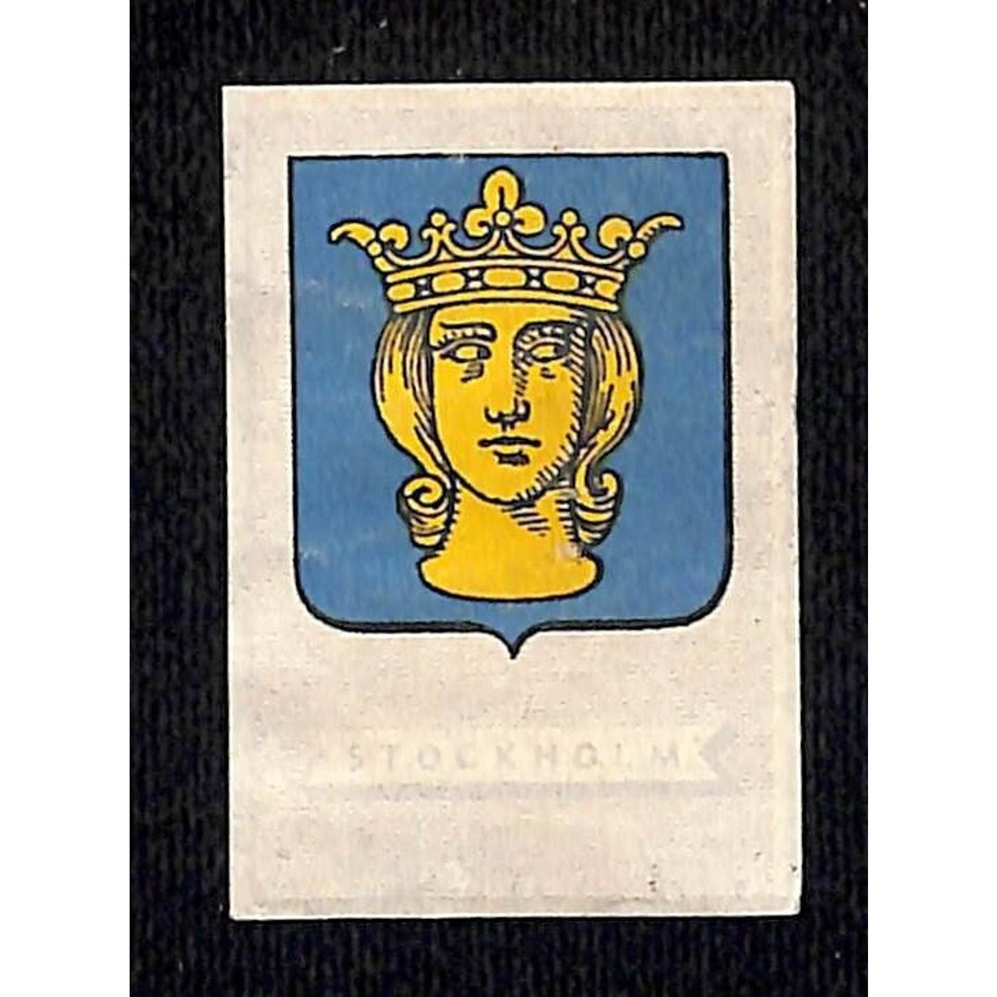 Vintage Matchbox Label Stockholm Crowned Head c1950's-60's
