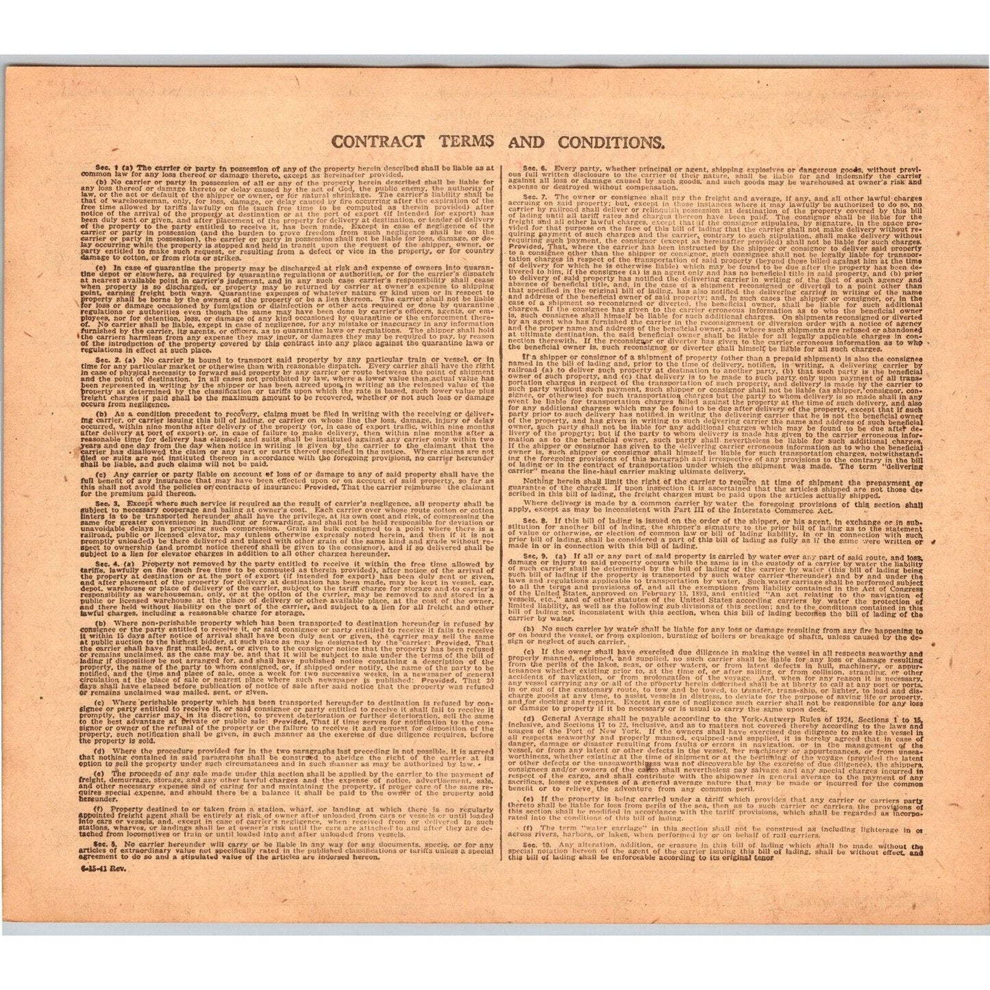 Boston and Maine Railroad c1940's-50's Shipping Order Form Unused VGC