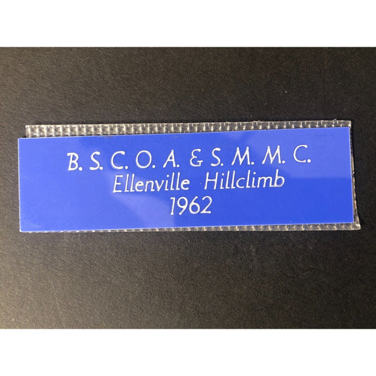 BSCOA & SMMC 1962 Ellenville Hillclimb Auto Racing Wall Plaque