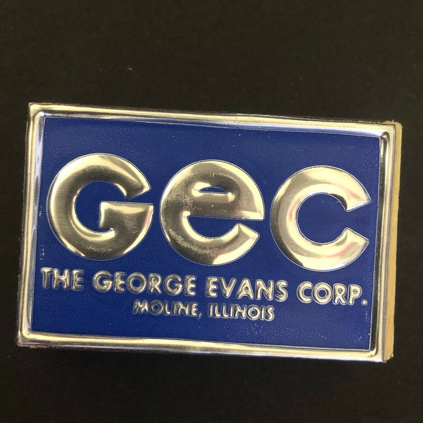 c1960's Foil Wooden Matchbox / Matchbook "The George Evans Corp." Moline, IL