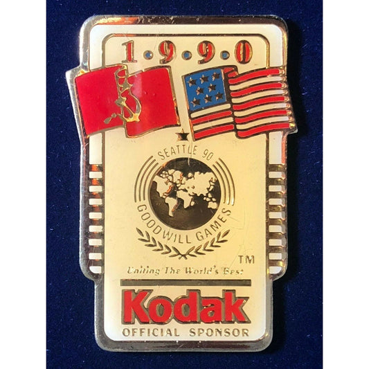 1990 Kodak Lapel Hat Pin - Seattle Goodwill Games Russian US Globe