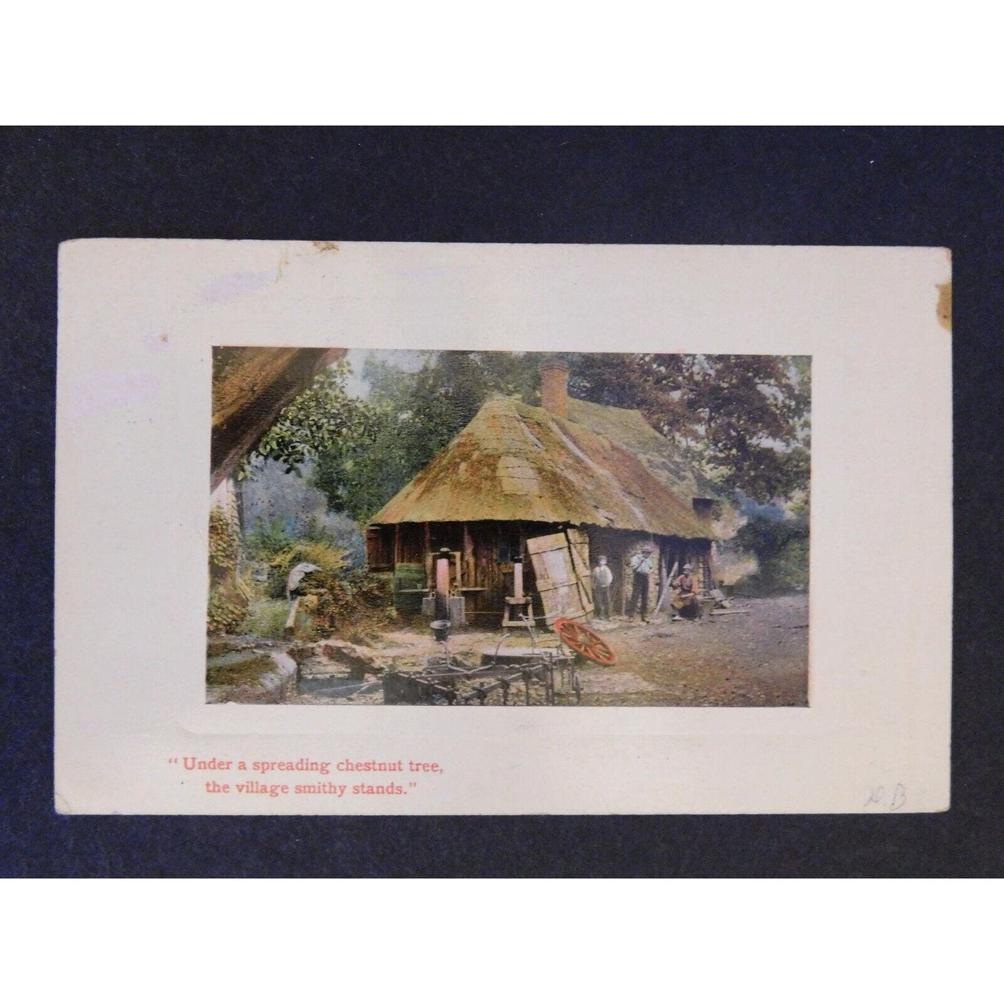 Vintage UK Postcard "Under a ... Chestnut Tree, the Village Smitty Stands" c1909