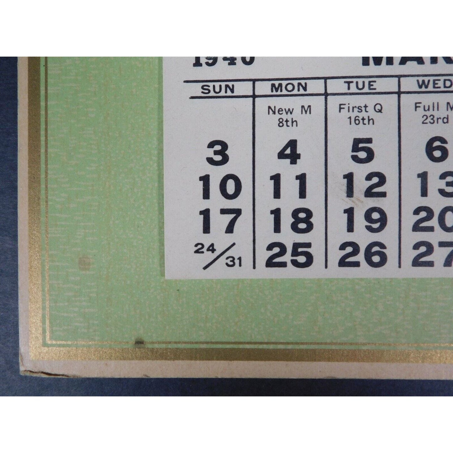 Howell A. Seaver "Groceries And Meats" 1940 Calendar Williamstown Vermont