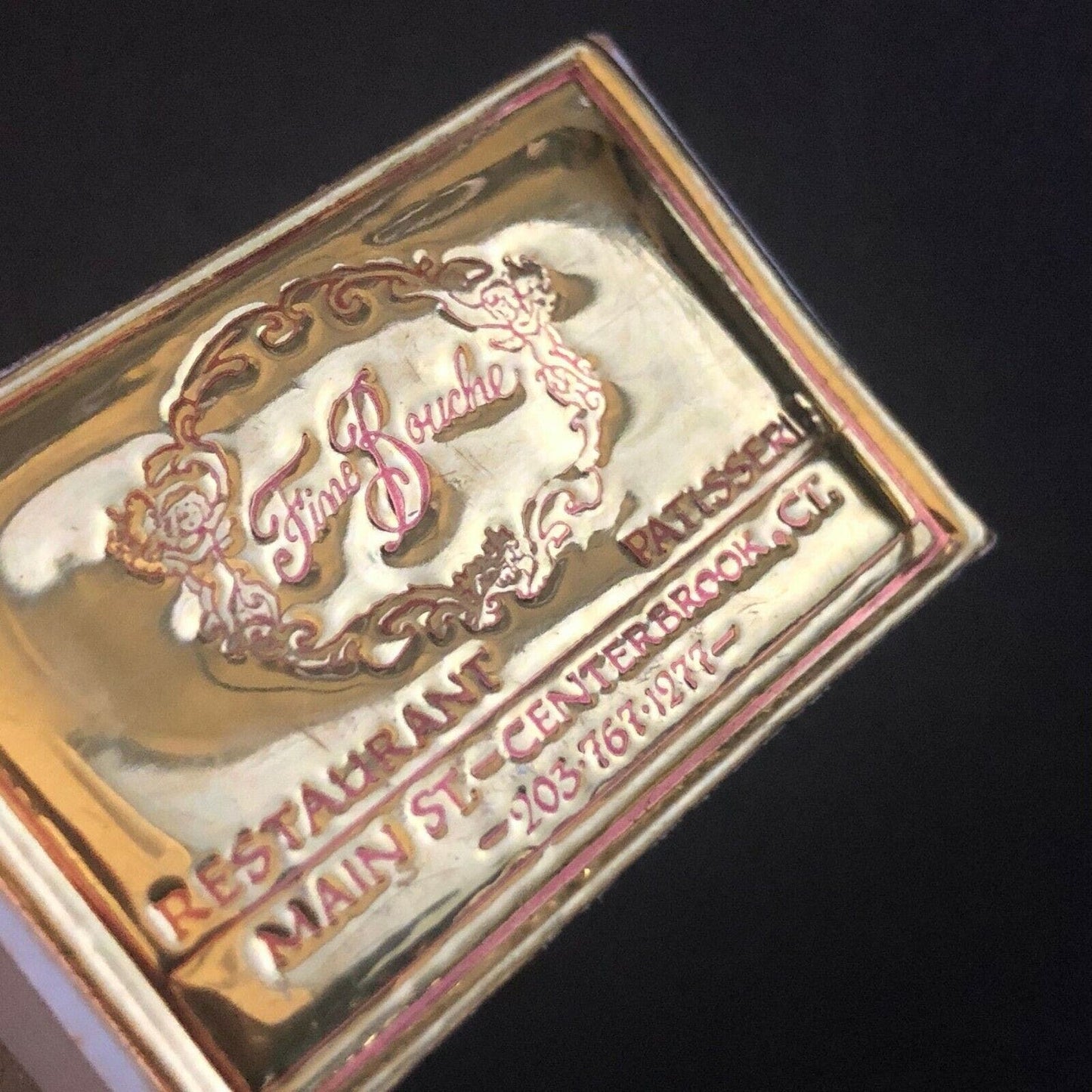 c1980's Foil Wooden Matchbox / Matchbook Fine Bouche Restaurant Centerbrook, CT