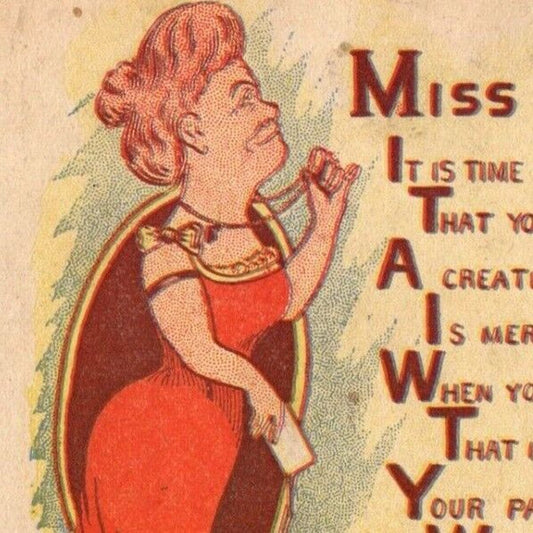 "Miss Treadheavy" c1905 Vintage Undivided Unposted Comic Humor Postcard