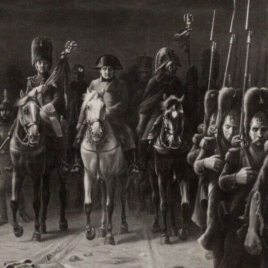 c1914-18 Russian Military Art Postcard - Solders Generals March at Night