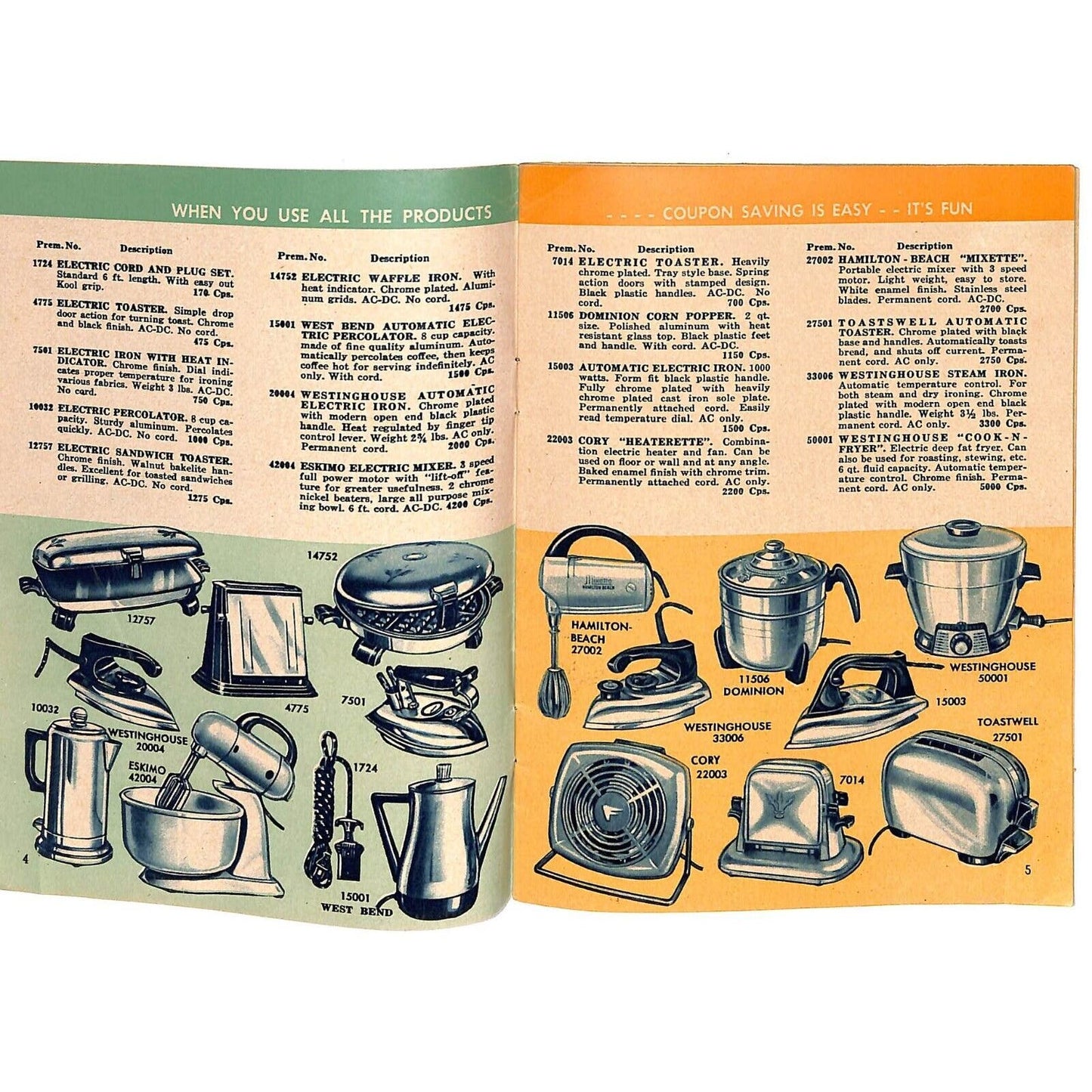 Red Scissors Coupon Plan "Valuable Premiums" Catalog / Booklet 37pp 1956 VGC
