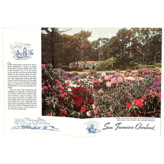 1955 San Francisco Overland Railroad Dining Color Photo Menu Golden Gate Park