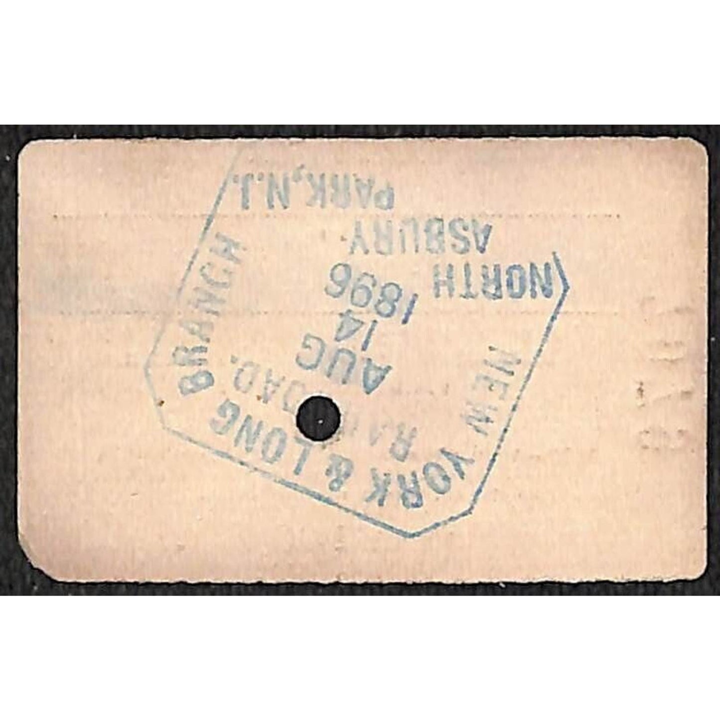 New York & Long Branch Railroad 1896 Ticket North Asbury Park AC Highlands #7079