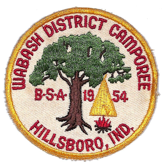 BSA Patch Wabash District Camporee 1954 Boy Scouts Piankeshaw Hillsboro Scarce