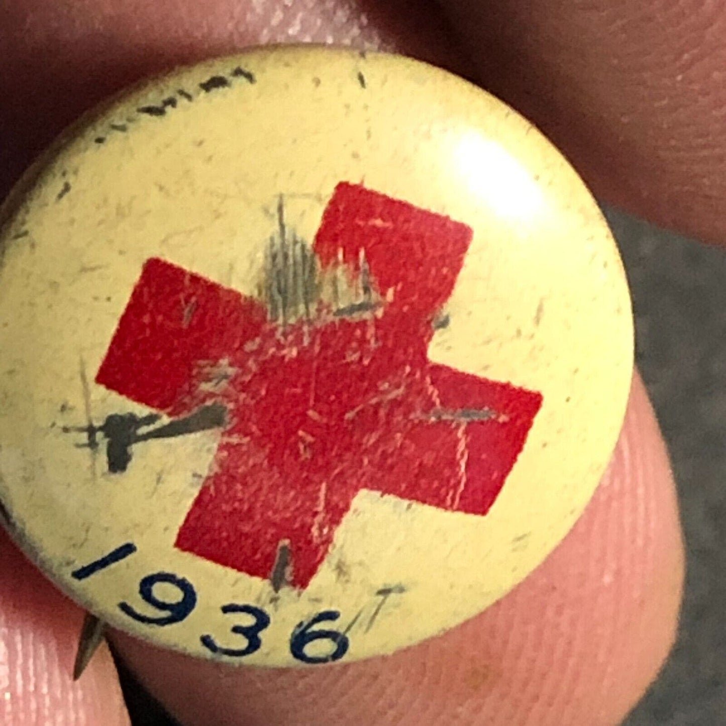 Red Cross 1936 Very Small Steel Pinback Button