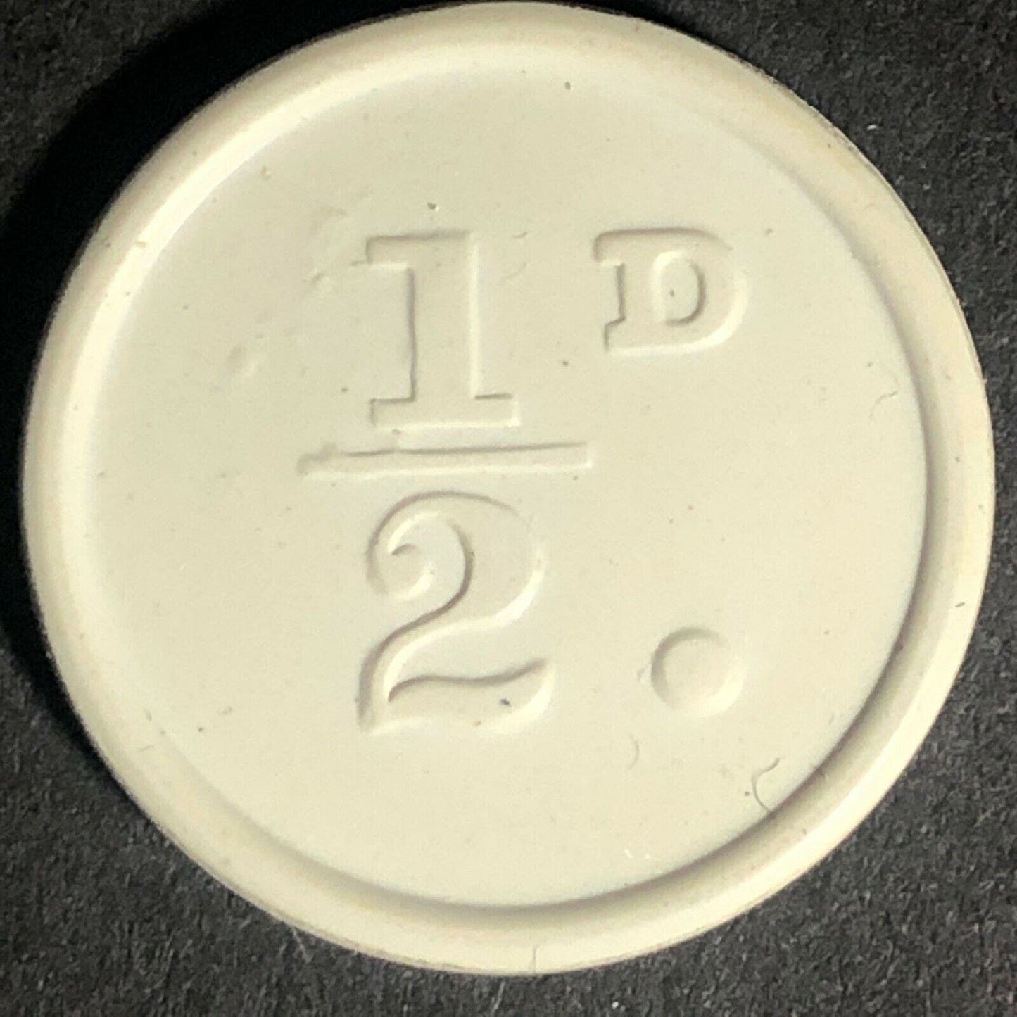 Birmingham Tramways England Plastic Token White 1/2D 22mm c50's-60's