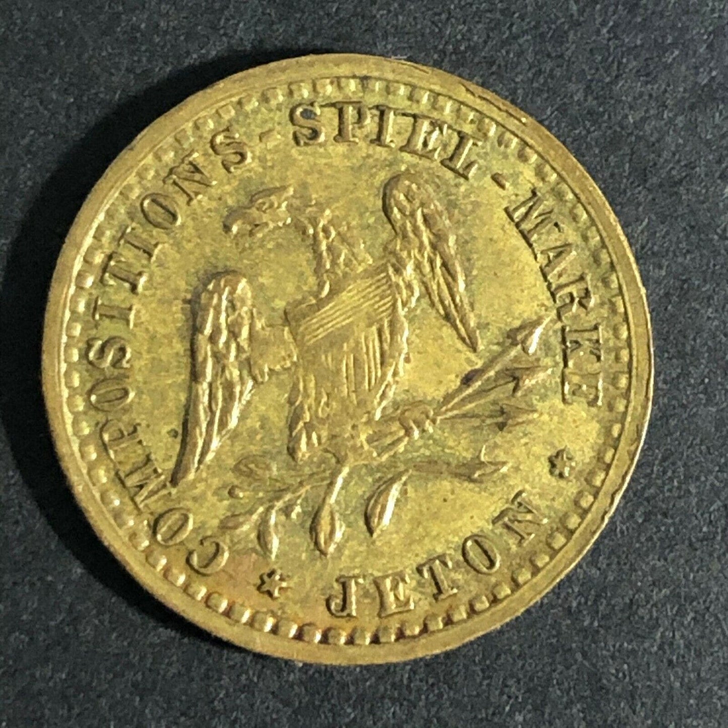 15.25mm Brass $1 Liberty Head Jeton Compositions Spiel Marke Token - Fauver