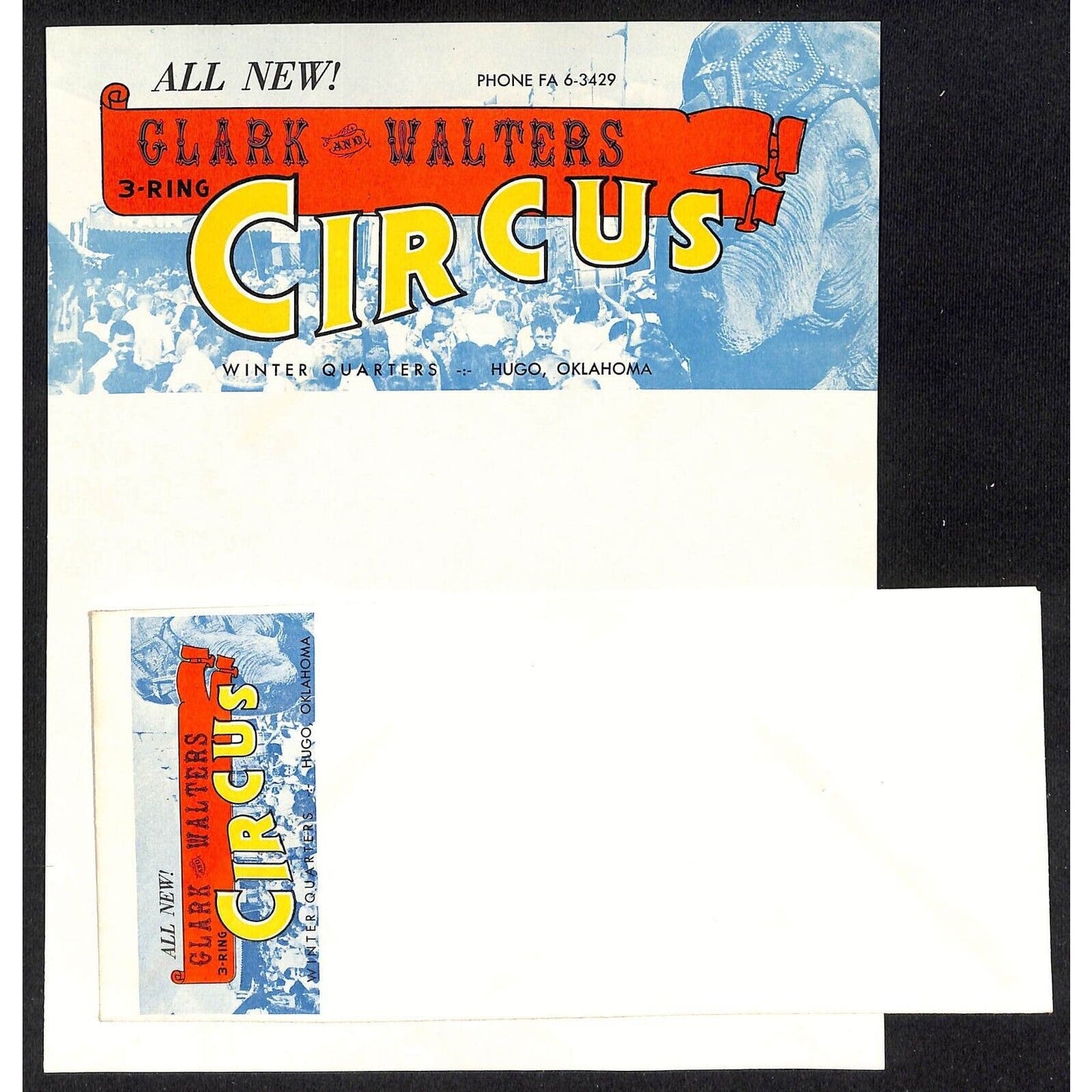 Clark and Walters 3 Ring Circus Letterhead & Cover c1966 Unused Scarce VGC