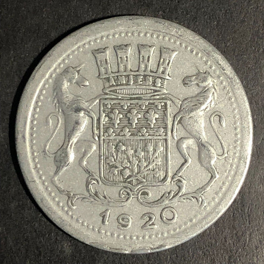 1920 French Chambre De Commerce Amiens 10 Centimes Alum Token 26.5mm