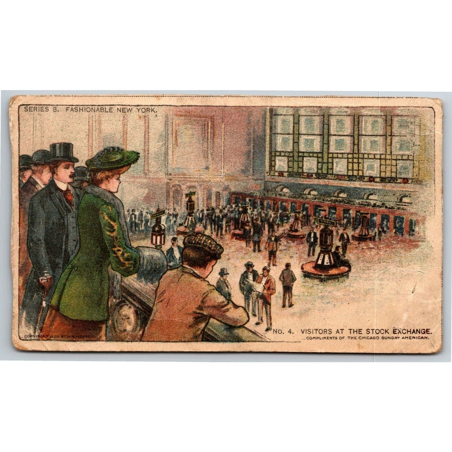 Vintage c1901-07 New York Postcard "Visitors At The Stock Exchange"