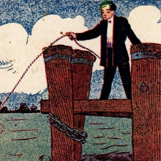 "I'll Just Drop You a Line" c1905 Undivided Unposted Comic Humor Postcard