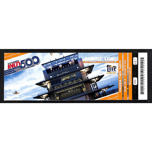 2017 Indy 500 Pagoda Two - Miller Lite Carb Day Ticket Indianapolis IMS #096