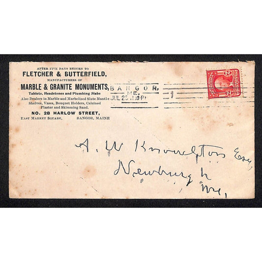 Newburgh & Bangor, ME 1906 Fletcher & Butterfield Marble "Knowlton"* Cover