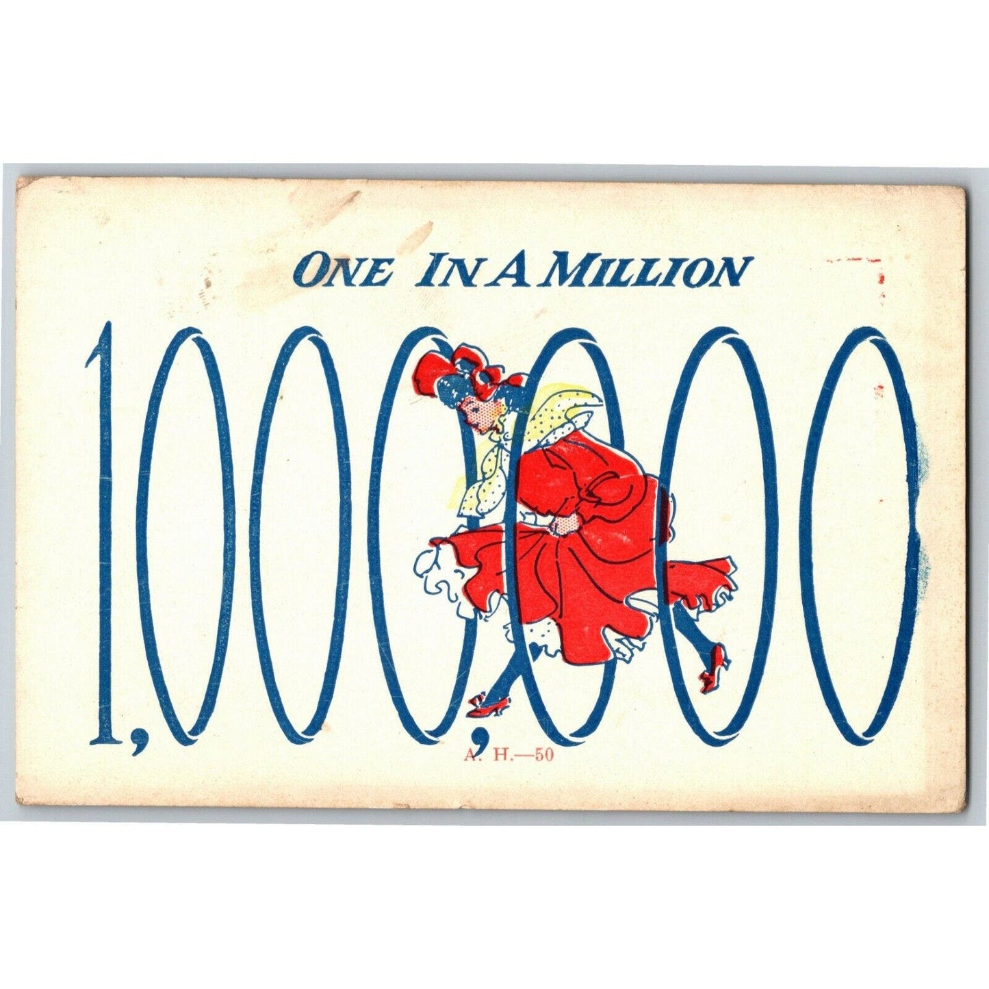 "One In A Million" c1905 Undivided NP Comic Hula Hoop? Humor Postcard