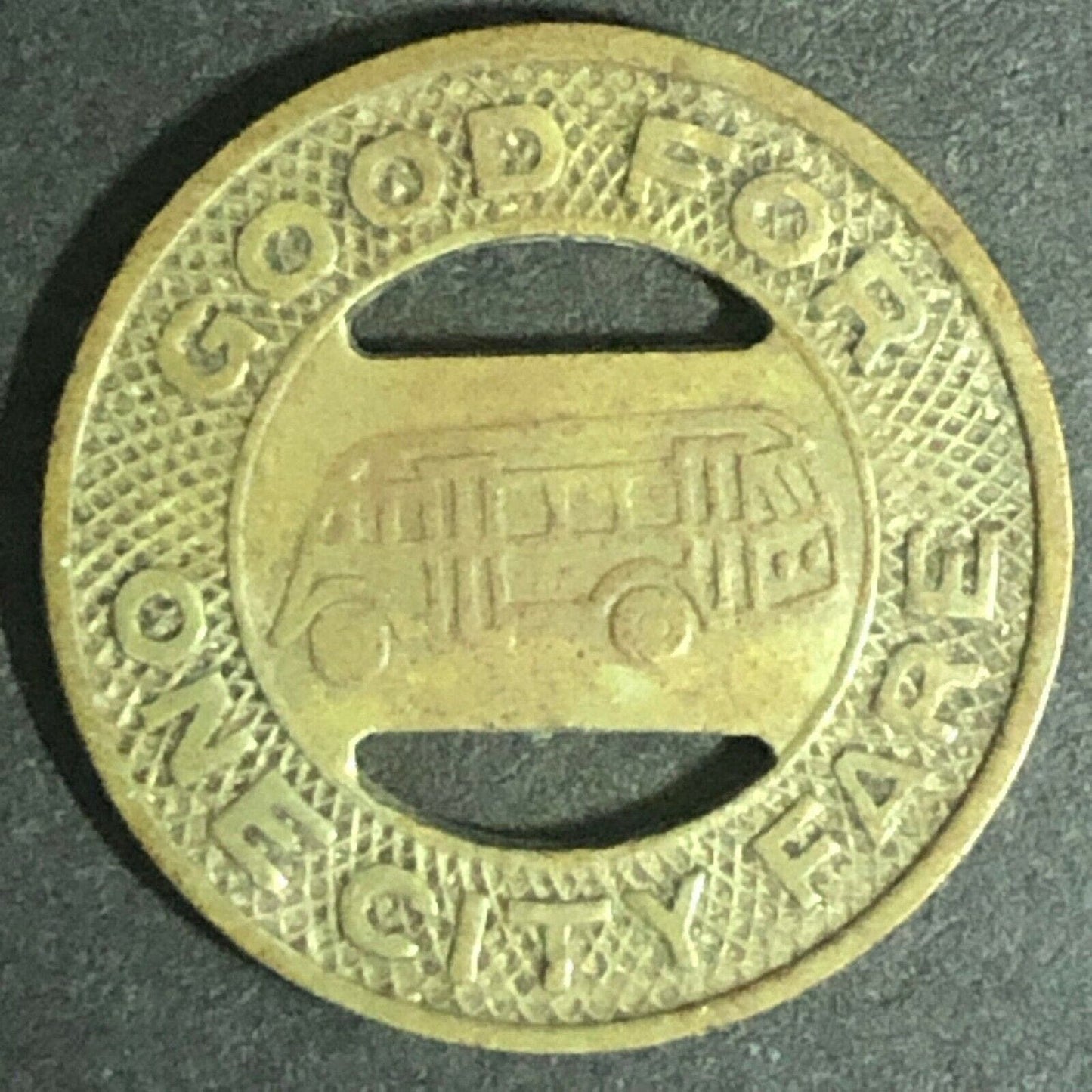 1940's 16mm E. St. Louis City Lines G/F One City Fare Transit Token- ILL