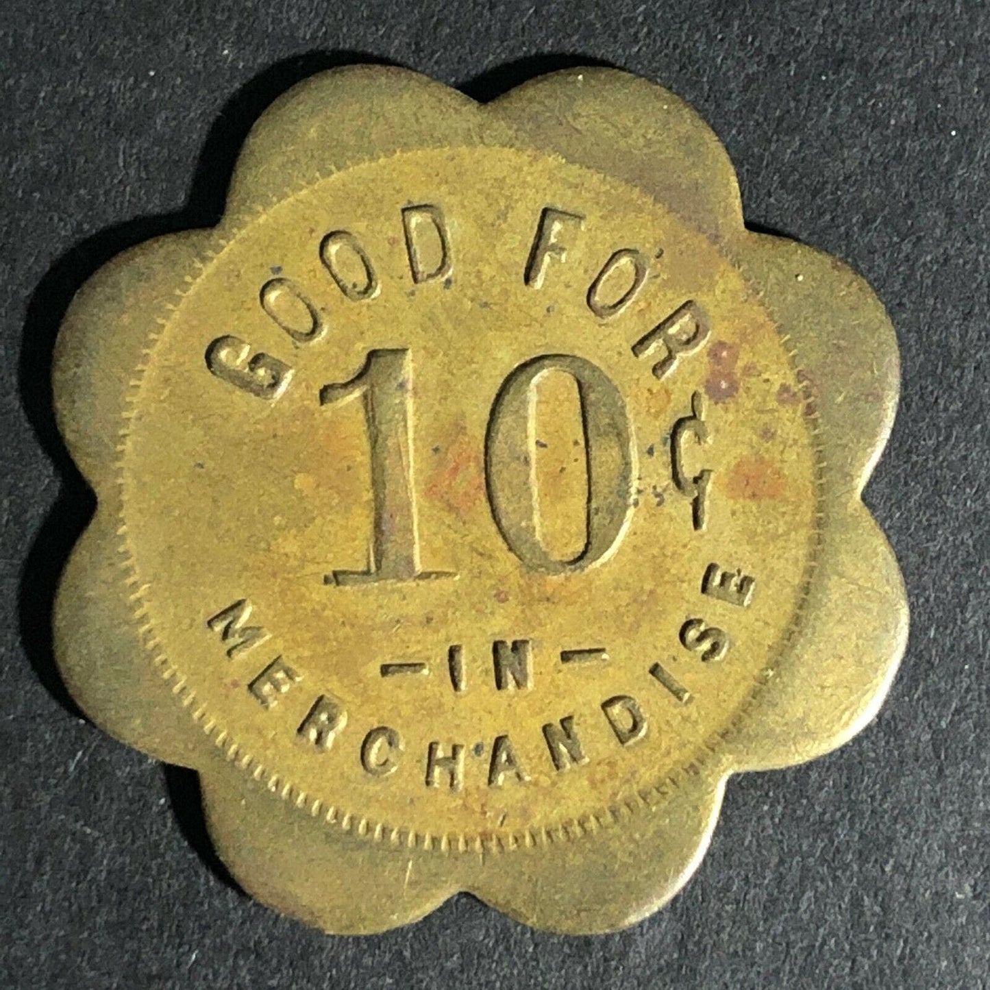Sack's Bros (Gen Store) Jasper MN G/F 10c Brass Token 28mm c1930's-40's Scarce