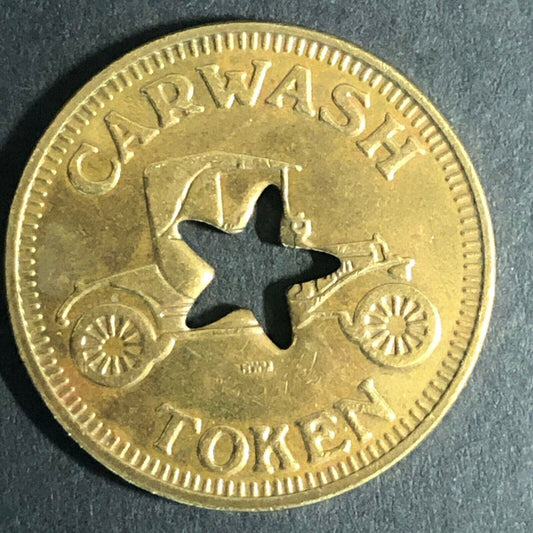 25mm Car Wash Brass Token w/ Star Shape Punch Out - Fauver Coll.