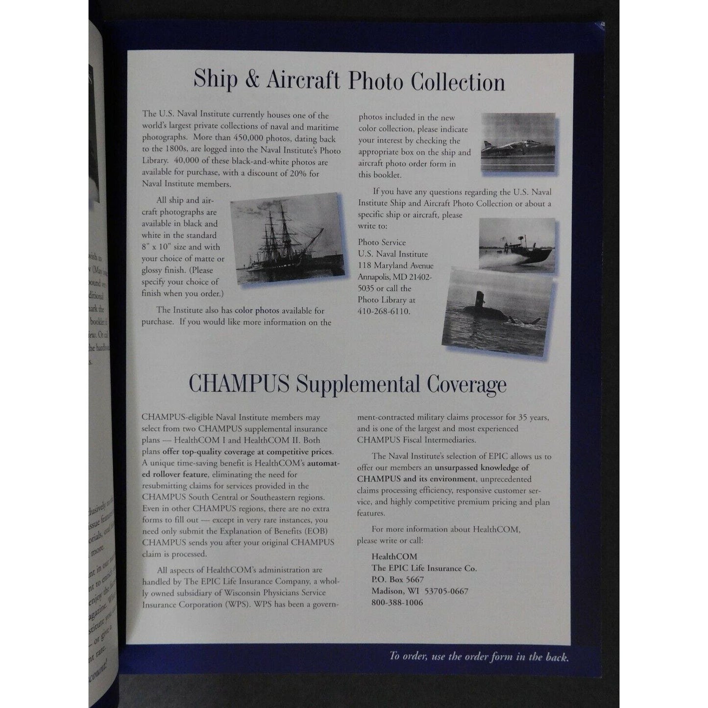 c1980's? U.S. Naval Institute "Your Guide to Membership Benefits" 12 pgs.
