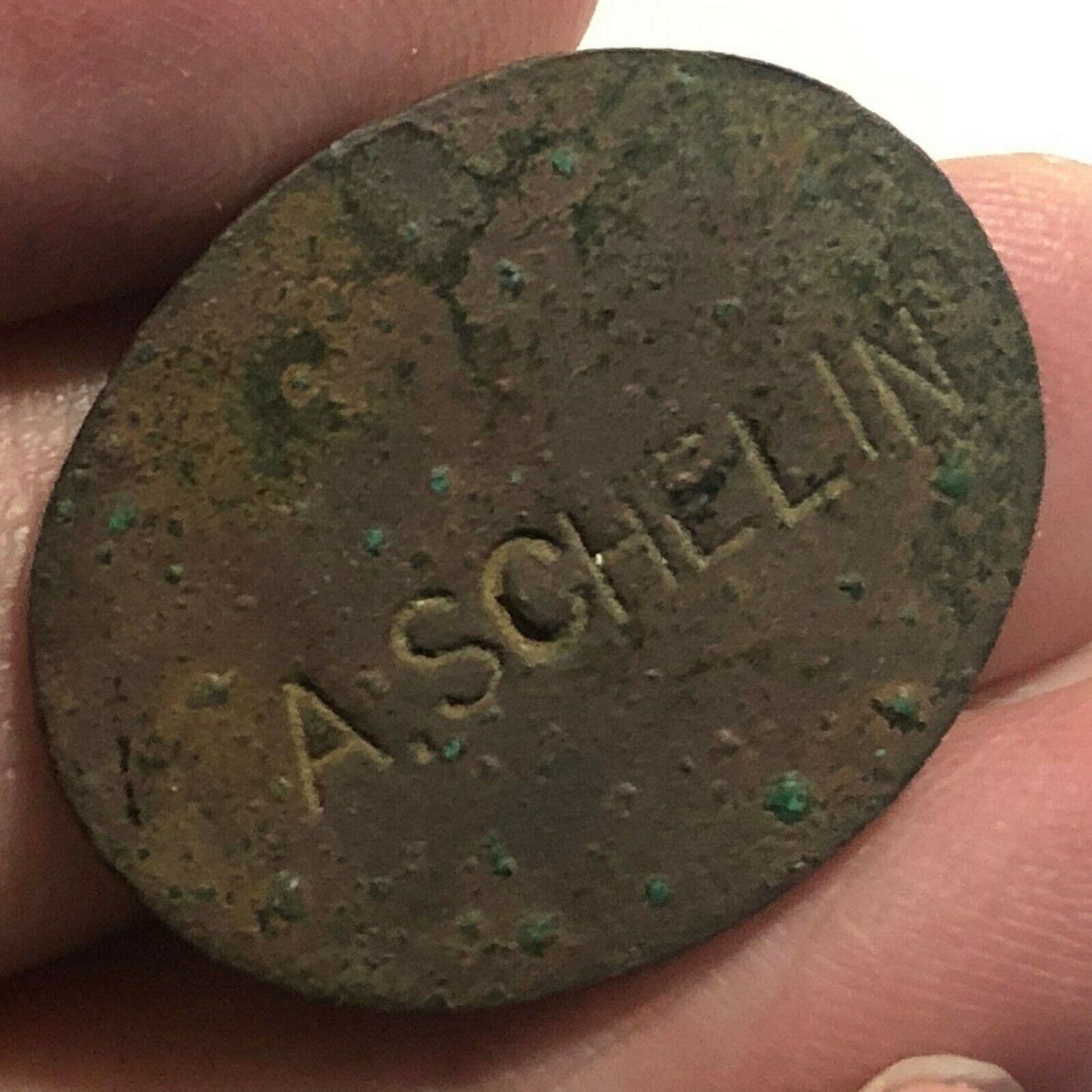 A. Schielin G/F 5c In Trade At The Bar Oval Token 25.4mm Scarce Maverick