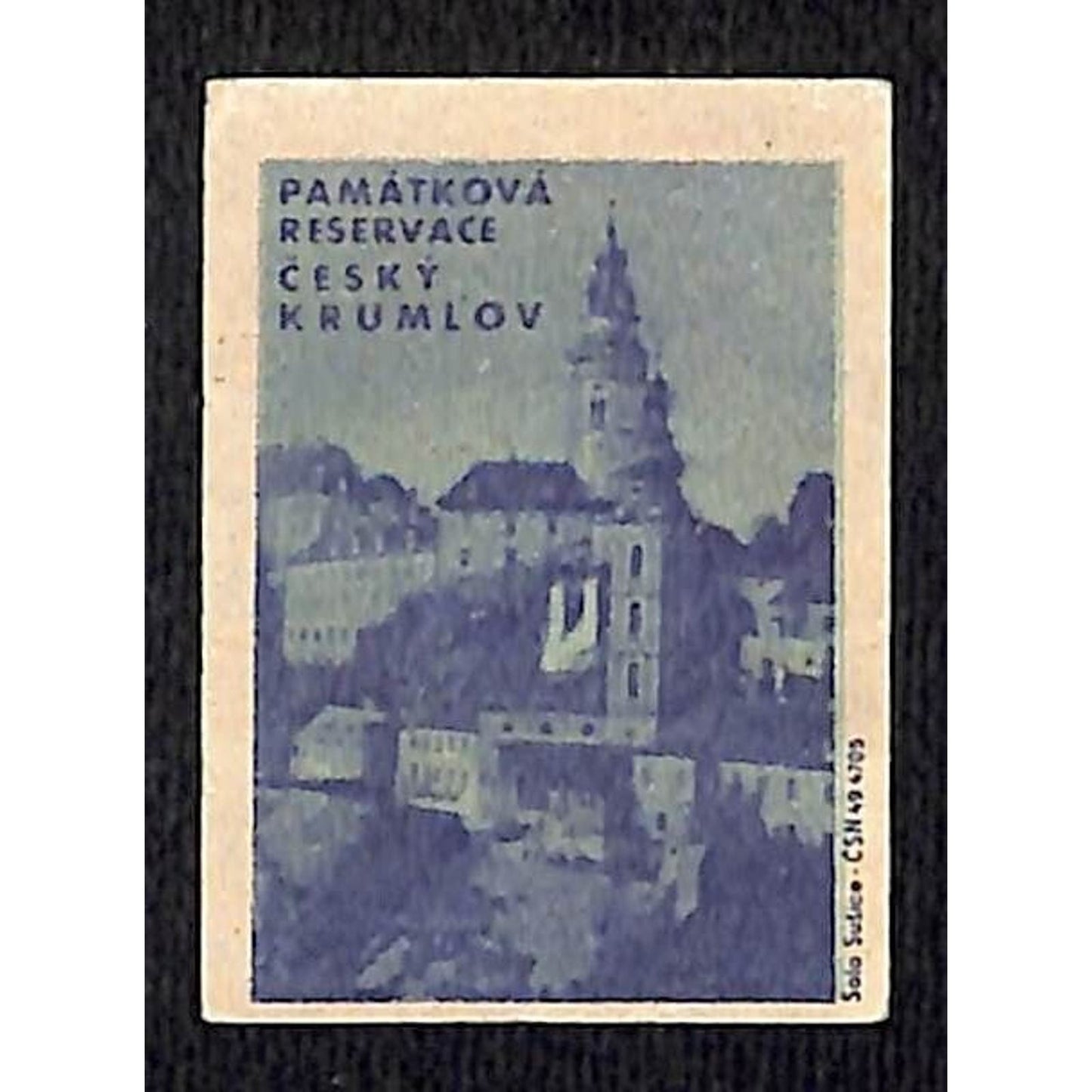 Vintage Matchbox Label Czech Český Krumlov Monument Reserve c1955-65