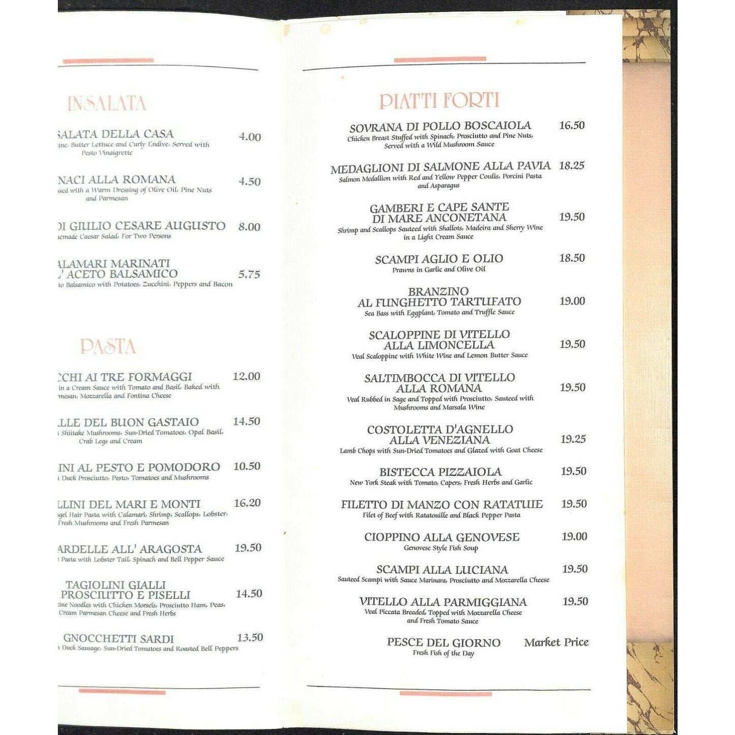 Pavia Anaheim Hilton Menu Restaurant Scarce Vintage 1992 Signed by Chef
