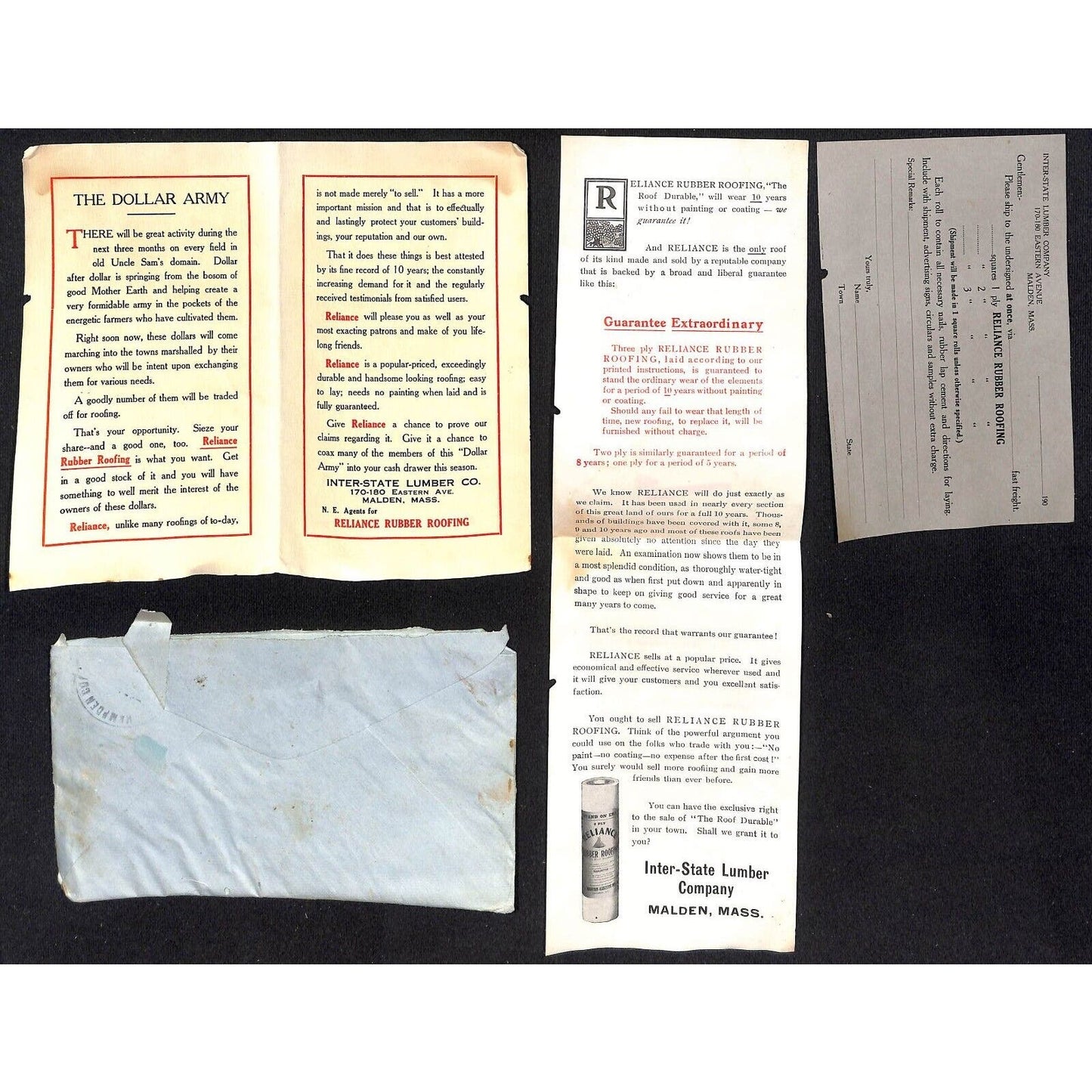 Newburgh, ME Amos W. Knowlton* 1909 Reliance Rubber Roofing Letterhead w/ Sample