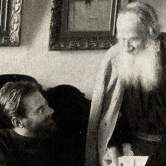 c1909 Vintage Russian Art Postcard Leo Tolstoy w/ Assistant N. N. Gusev (4187)