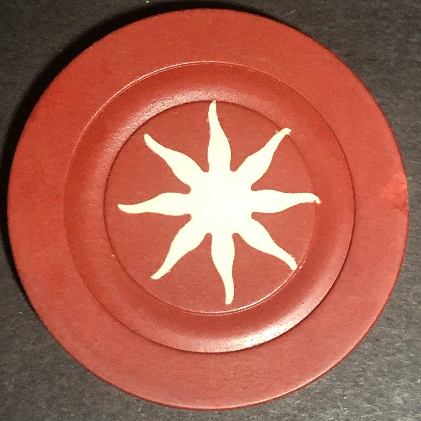 Vintage Monarch Sunburst Red Clay Poker Chip - Eisenstadt Collection