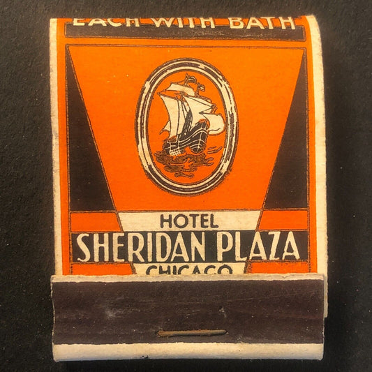 Hotel Sheridan Plaza Chicago Half Full Vintage Matchbook c1930's-40's VGC