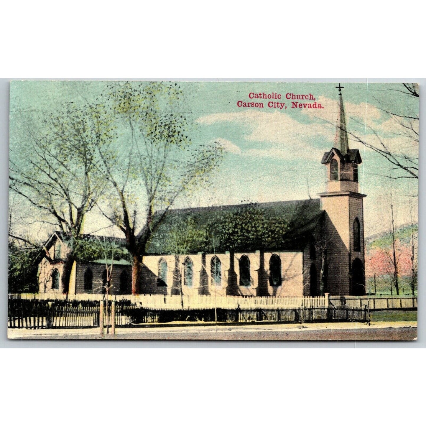 Vintage PPC Postcard - "Catholic Church, Carson City, Nevada"