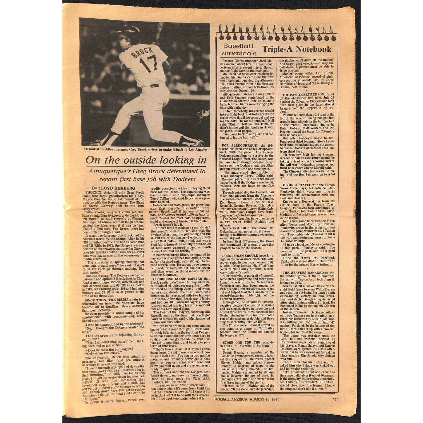 Baseball America 10/15 1985 "Japanese Connection" 32pp VGC