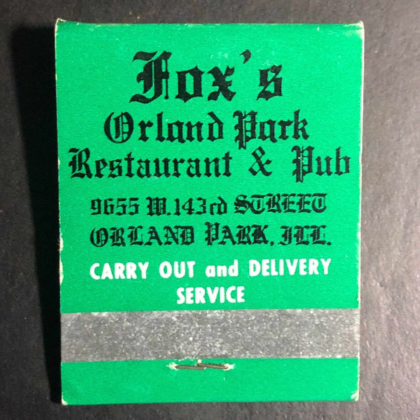 Fox's Orland Park Restaurant Pub Matchbook c1974-84 w/ Coat of Arms