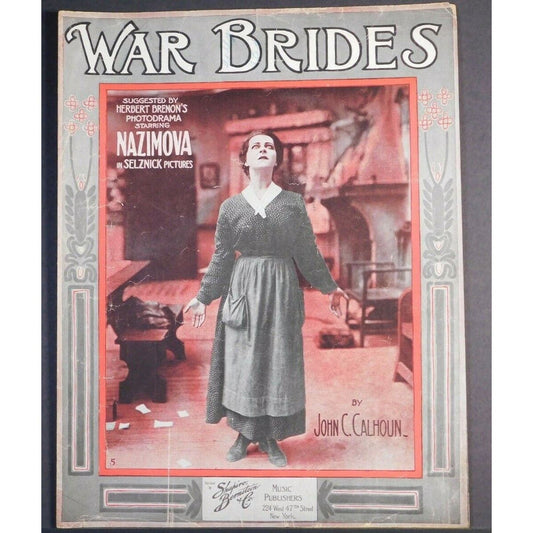 WWI Sheet Music - "War Brides" Great Colors - Dramatic Emotional Photo