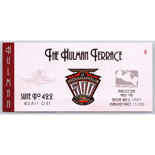 1997 Indy 500 Practice Day Hulman Terrace Ticket Stub Indianapolis #8