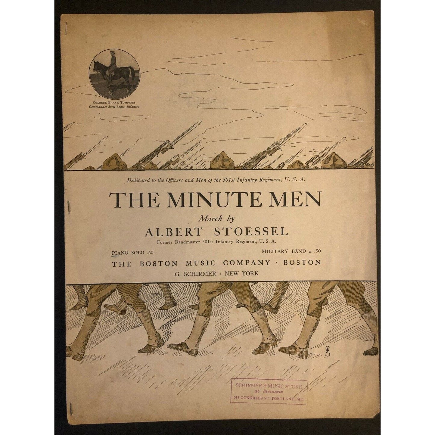 Vintage WWI Sheet Music "The Minute Men - Boston's Own" March