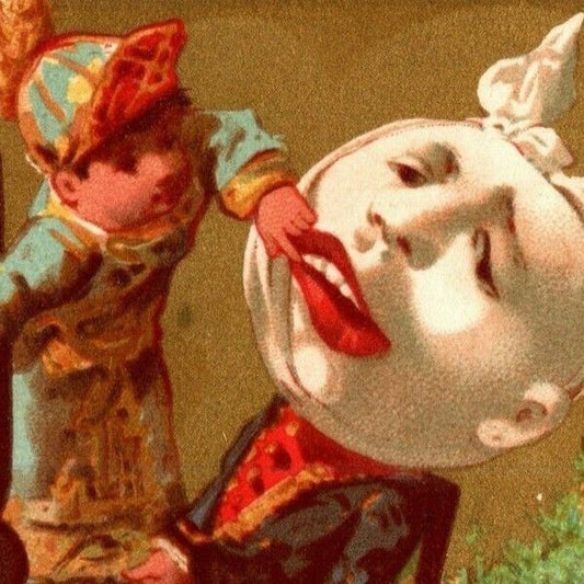 French Gilt Pulling Teeth / Tooth Exaggerated Unmarked Victorian Trade Card