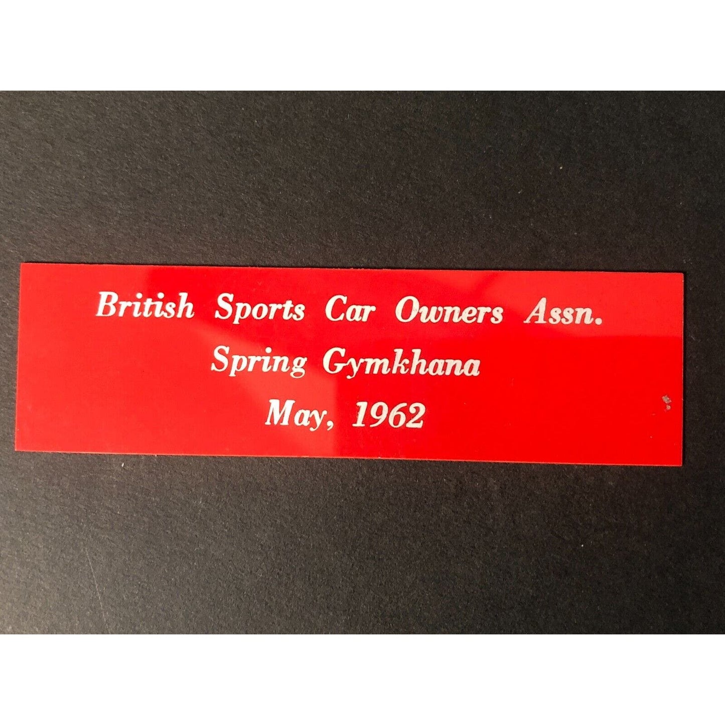 BSCOA Spring Gymkhana May 1962 Auto Racing Wall Plaque