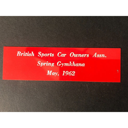 BSCOA Spring Gymkhana May 1962 Auto Racing Wall Plaque